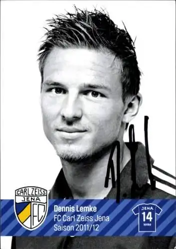 Autogrammkarte Fußballer Dennis Lemke, FC Carl Zeiss Jena, Autogramm