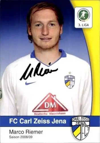 Autogrammkarte Fußballer Marco Riemer, FC Carl Zeiss Jena, Autogramm