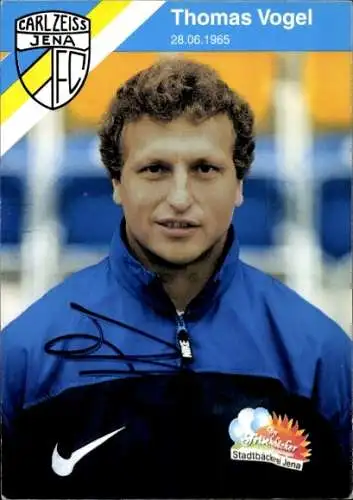 Autogrammkarte Fußballer Thomas Vogel, FC Carl Zeiss Jena, Autogramm