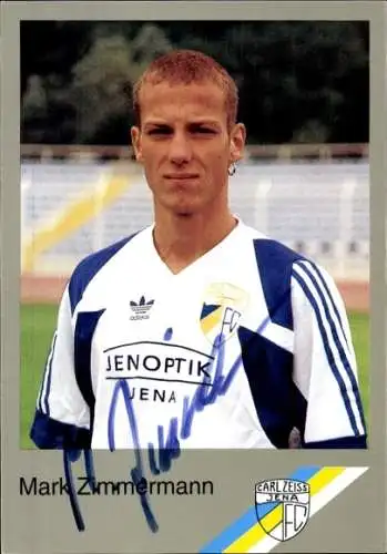 Autogrammkarte Fußballer Mark Zimmermann, FC Carl Zeiss Jena, Autogramm