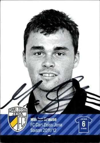 Autogrammkarte Fußballer Marlon Krause, FC Carl Zeiss Jena, Autogramm