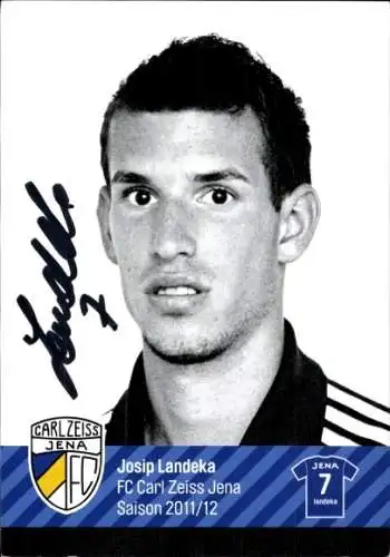 Autogrammkarte Fußballer Josip Landeka, FC Carl Zeiss Jena, Autogramm