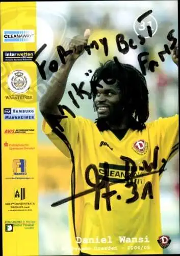 Autogrammkarte Fußballer Daniel Wansi, SG Dynamo Dresden, Autogramm