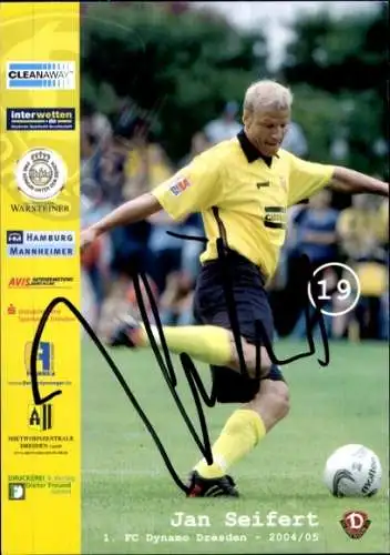 Autogrammkarte Fußballer Jan Seifert, SG Dynamo Dresden, Autogramm