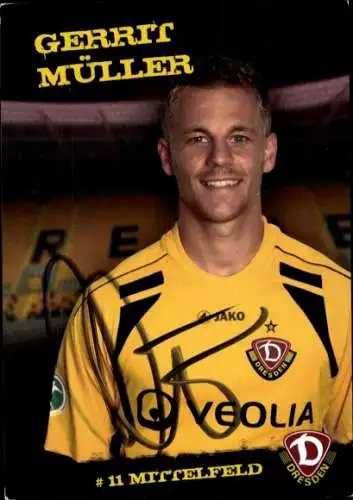 Autogrammkarte Fußballer Gerrit Müller, SG Dynamo Dresden, Autogramm