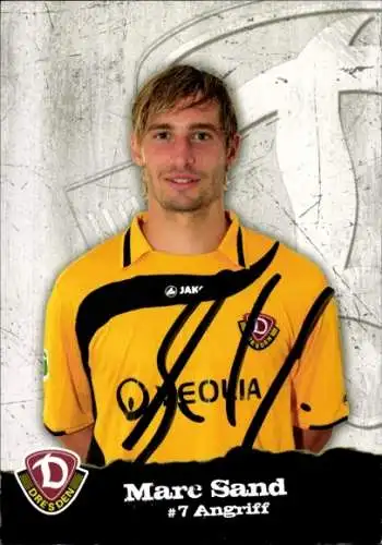 Autogrammkarte Fußballer Marc Sand, SG Dynamo Dresden, Autogramm