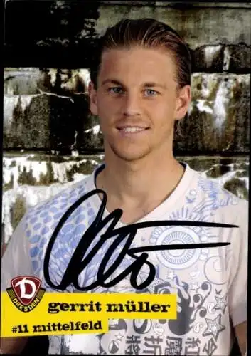 Autogrammkarte Fußballer Gerrit Müller, SG Dynamo Dresden, Autogramm
