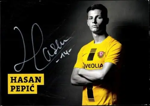 Autogrammkarte Fußballer Hasan Pepic, SG Dynamo Dresden, Autogramm