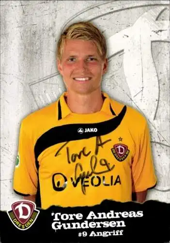 Autogrammkarte Fußballer Tore Andreas Gundersen, SG Dynamo Dresden, Autogramm