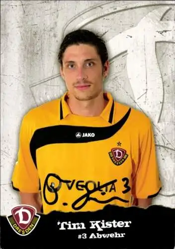 Autogrammkarte Fußballer Tim Kister, SG Dynamo Dresden, Autogramm