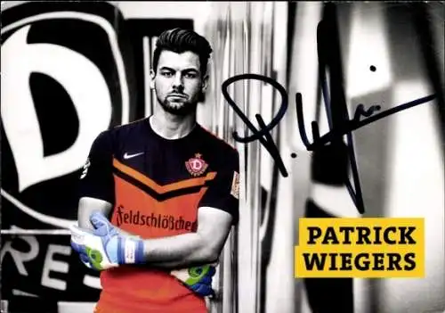 Autogrammkarte Fußballer Patrick Wiegers, SG Dynamo Dresden, Autogramm