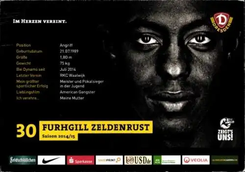 Autogrammkarte Fußballer Furhgill Zeldenrust, SG Dynamo Dresden, Autogramm