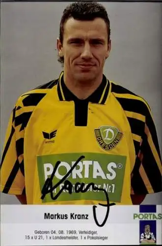 Autogrammkarte Fußballer Markus Kranz, SG Dynamo Dresden, Autogramm