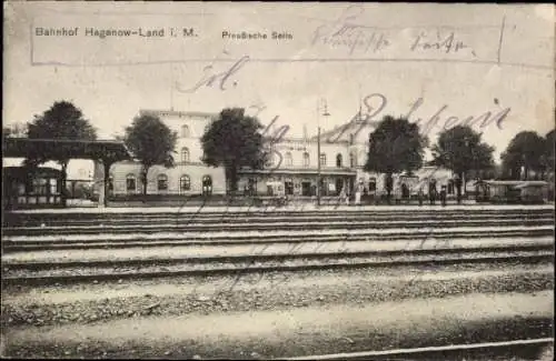 Ak Hagenow in Mecklenburg, Bahnhof, Preußische Seite
