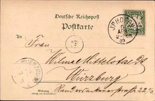 Litho Iphofen in Unterfranken, Panorama, Markt, Tor