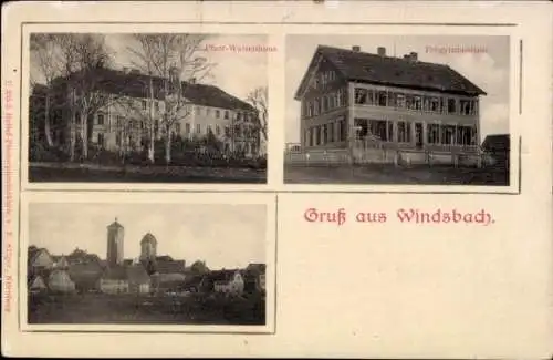 Relief Ak Windsbach Mittelfranken, Pfarr-Waisenhaus, Progymnasium, Stadtansicht