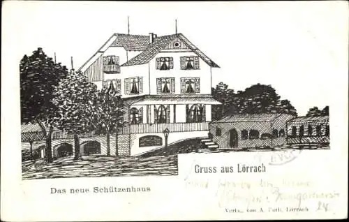 Ak Lörrach in Baden, neues Schützenhaus