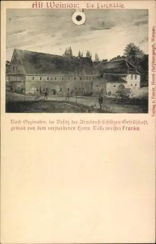 Künstler Ak Franke, Weimar Thüringen, Altstadt, Burgmühle, Armbrust-Schützen-Gesellschaft
