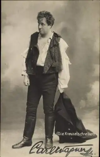 Foto Ak Schauspieler Carl Wagner, Die Kreuzelschreiber, Portrait, Autogramm, Schauspielhaus Hamburg