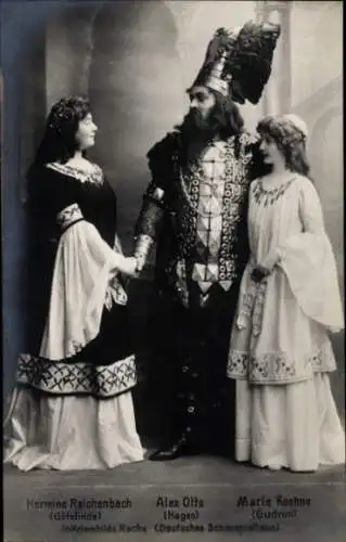 Foto Ak Schauspieler Alex Otto, Hermine Reichenbach und Marie Koehne in Kriemhilds Rache