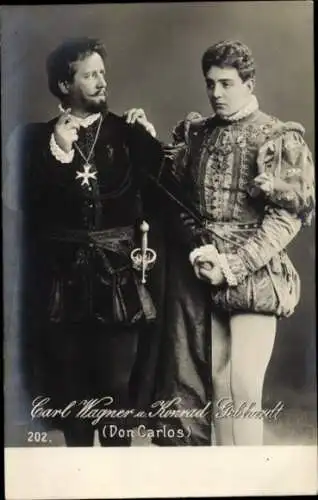 Ak Schauspieler Carl Wagner und Konrad Gebhardt, Portrait, Don Carlos, Schauspielhaus Hamburg