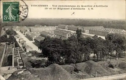 Ak Vincennes Val de Marne, Panoramablick auf das Artilleriequartier, 12. und 13. Regiment