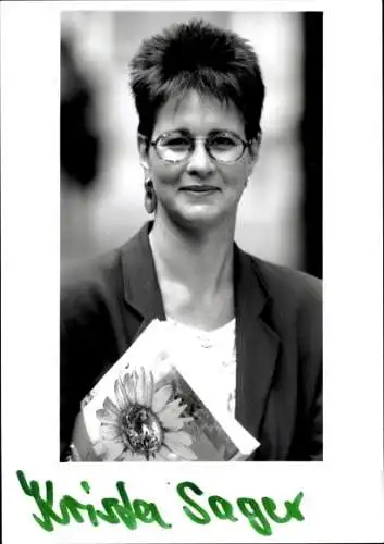 Foto Politikerin Krista Sager, Autogramm