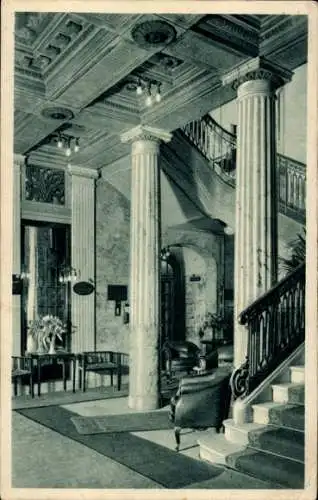 Ak Berlin Charlottenburg, Kurfürstendamm, Treppenhaus der Weinstuben Kempinski, elegante Einri...