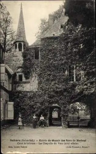 Ak Sahurs Seine Maritime, Eintritt ins Herrenhaus, Innenhof, Kapelle