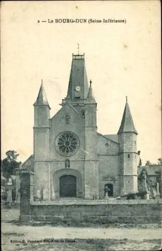 Ak Le Bourg Dun Seine Maritime, Kirche