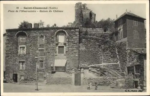 Ak Saint Chamond Loire, Place de l'Observatoire, Ruines du Chateau