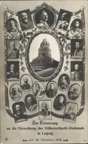 Ak Leipzig, Völkerschlacht-Denkmal, Einweihung, Fürsten Portraits