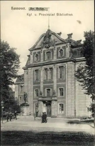 Ak Hannover in Niedersachsen, Bismarckdenkmal, Kgl. u. Provinzial Bibliothek, historisches Geb...
