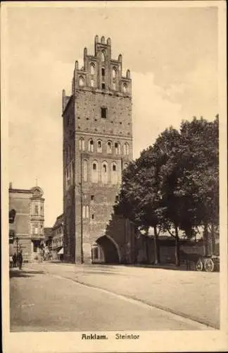 Ak Anklam in Mecklenburg Vorpommern, Steintor, Stadtansicht, historische Architektur, große Bä...