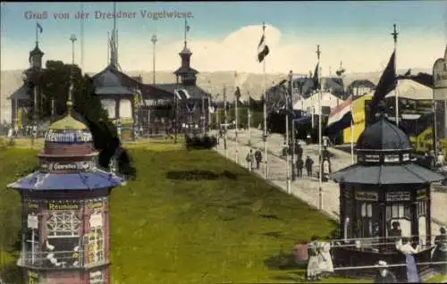Ak Dresden Altstadt Friedrichstadt, Gruß von der Dresdner Vogelwiese, Reunion, Gearettes