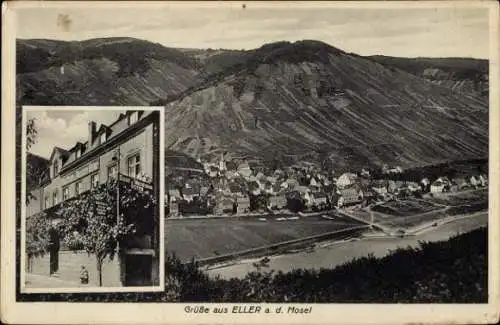 Ak Eller an der Mosel, Schöne Landschaft, Ortsteil Eller, Hotelansicht, Berge