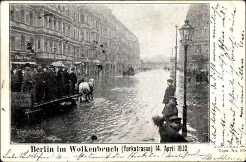 Ak Berlin Kreuzberg, Überschwemmung in der Yorckstraße am 14. April 1902, Pferdefuhrwerk