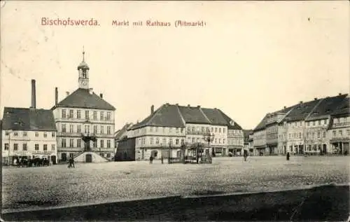 Ak Bischofswerda im Kreis Bautzen, Markt mit Rathaus, Altmarkt
