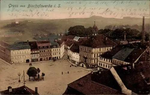 Ak Bischofswerda in Sachsen, Marktplatz, Rathaus
