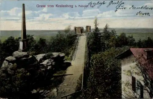 Ak Pulsnitz Sachsen, Keulenberg, Ausblick, Obelisk, Natur, Postkarte