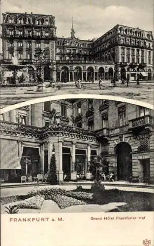 Ak Frankfurt am Main, Grand Hotel Frankfurter Hof, historische Architektur, Plätze und Garten