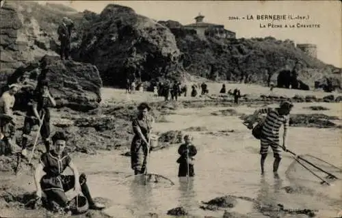 Ak La Bernerie en Retz Loire Atlantique, Peche a la Crevette