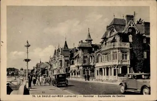 Ak La Baule sur Mer Loire Atlantique, Remblai, Esplanade du Casino