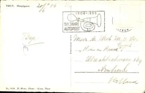 Ak Thun Kanton Bern Schweiz, Hauptgasse,  Architektur, Straße mit Häusern und Wandmalerei