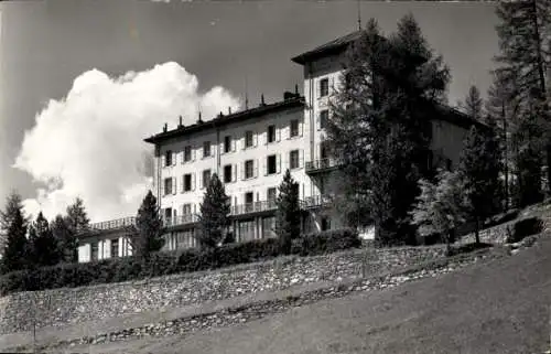 Ak Chandolin Anniviers Kanton Wallis, Grand Hôtel de  schöner Blick, bewaldete Umgebung