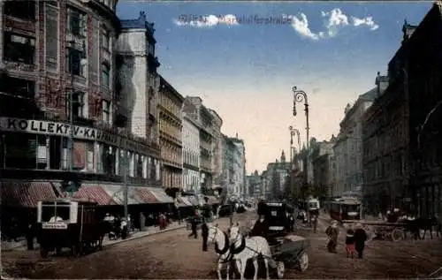 Ak Wien 1 Innere Stadt, Straße mit n Gebäuden, Pferdefuhrwerke, Stadtansicht