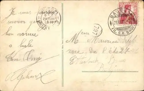 Ak Bâle Basel Stadt Schweiz, Strassburger Denkmal, Bundesbahnhof