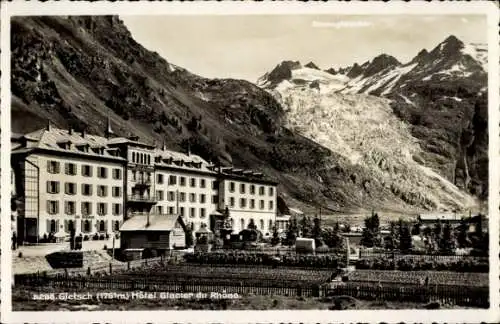 Ak Gletsch Obergoms Kanton Wallis, Hotel Glacier du Rhone, Rhaneglatscher, Berglandschaft