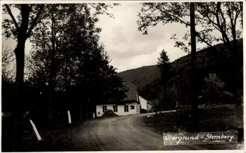 Ak Sternberg in Mecklenburg, Landschaftsaufnahme, Gebäude, Straße, Bäume, Schriftzug: Obergrund-S