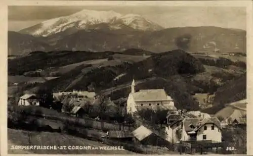 Ak St Corona am Wechsel in Niederösterreich, Berglandschaft, Kirche